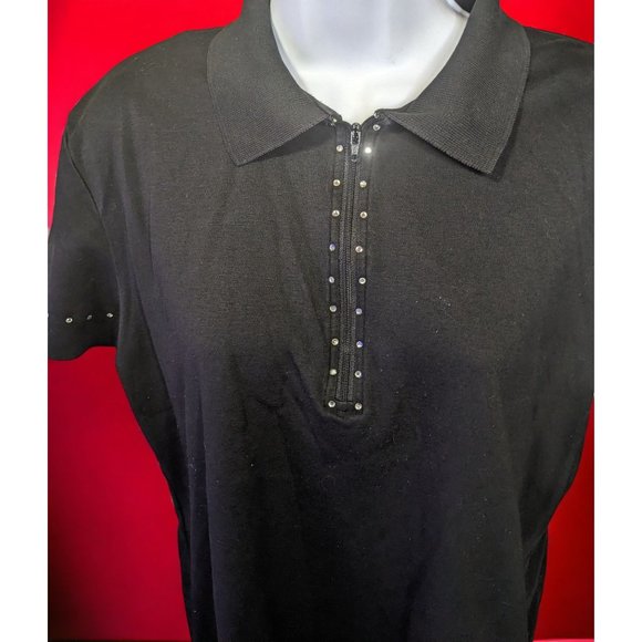Ashlyn Kate Black Rhinestone Collared Shirt - Picture 2 of 10